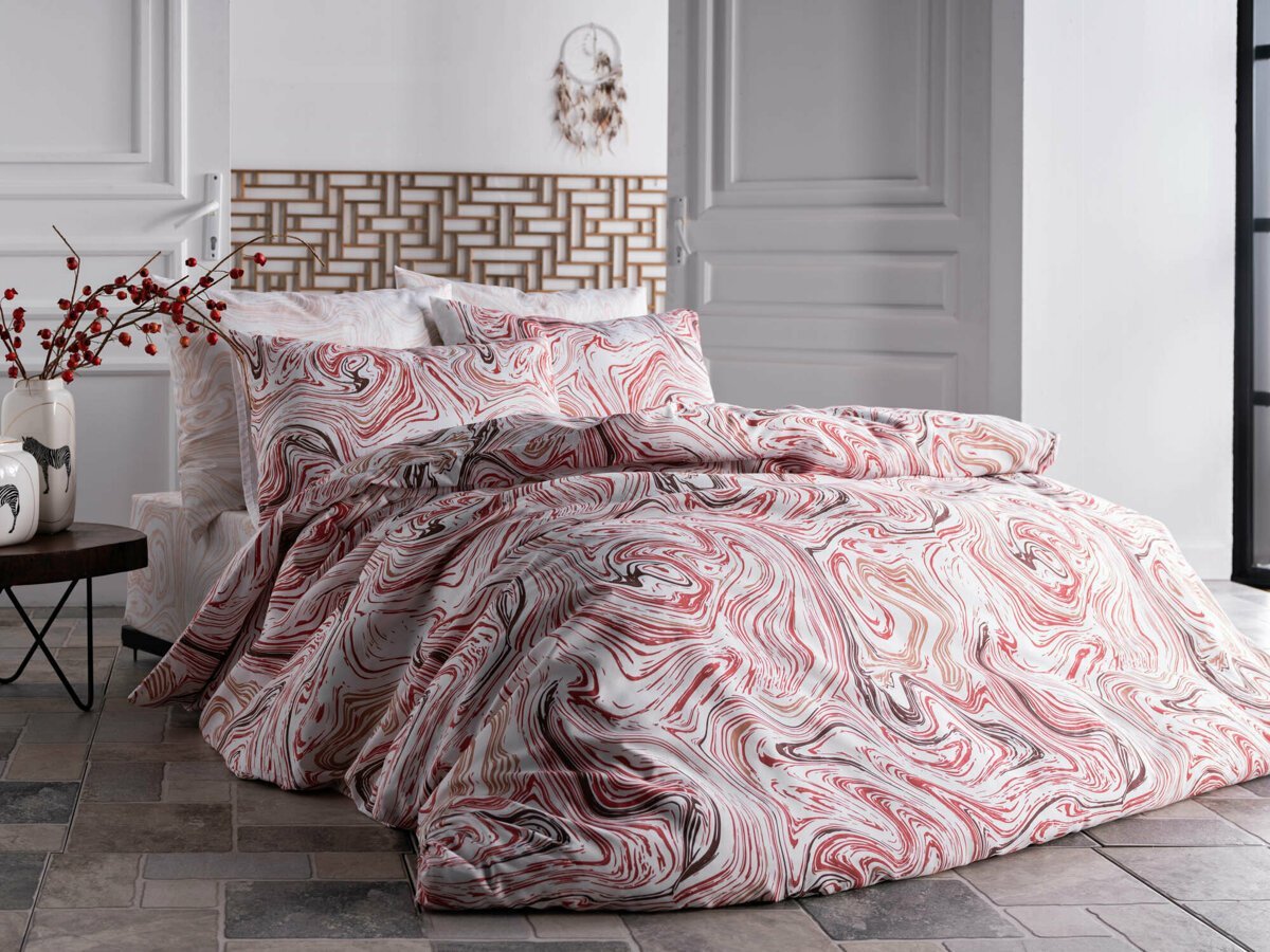 Doqu Home Polycotton Crozy Tek Kişilik Nevresim Takımı - Kırmızı