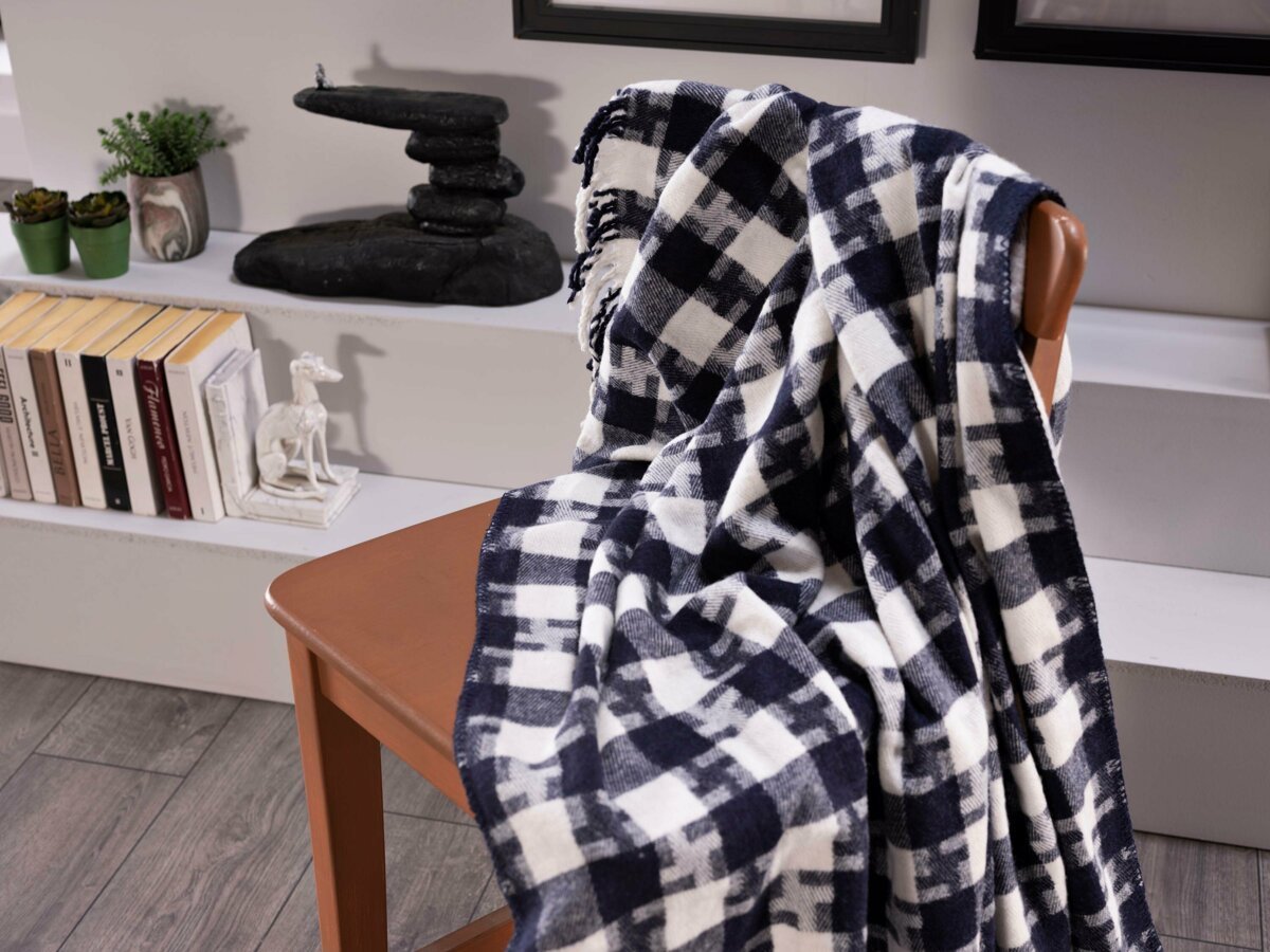Doqu Home Skoç Battaniye Kazayağı Tek Kişilik - Lacivert