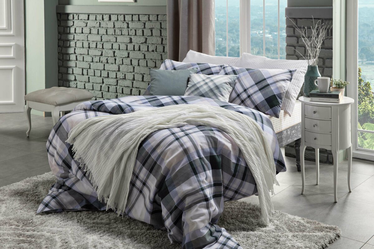 Doqu Home Polycotton Cross Tek Kişilik Nevresim Takımı - Gri